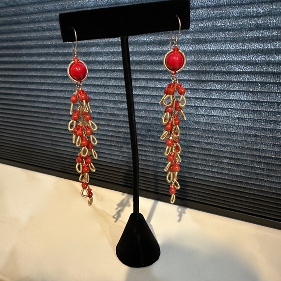 Miguel Ases Red Coral Color Pendant and Matching Earrings - Set - Picture 7 of 16
